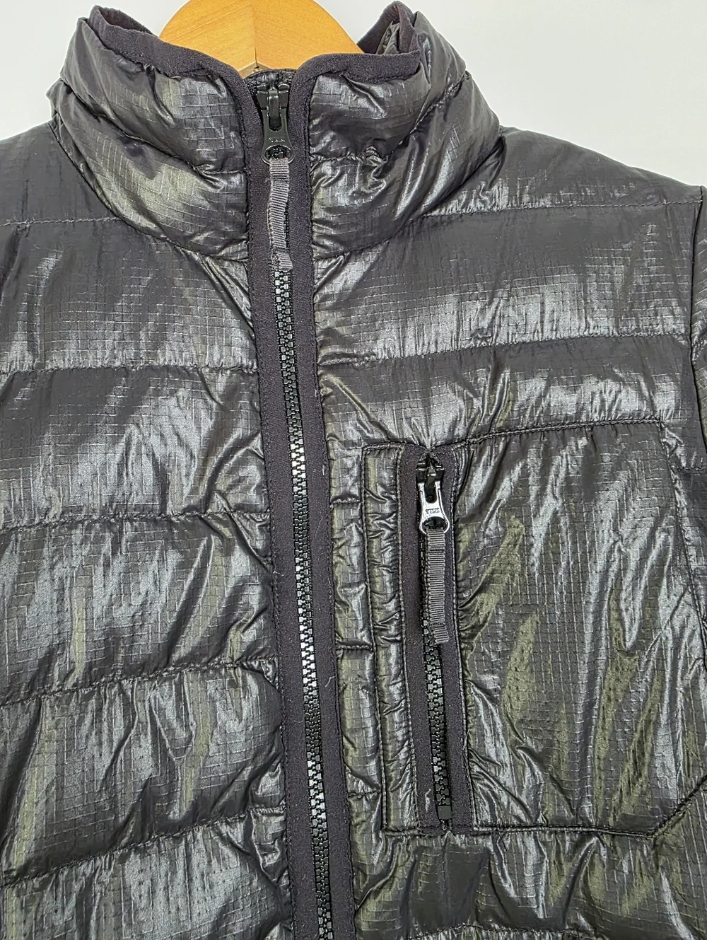J. Crew Nylon Goose Down Puffer Jacket Black Full‎ Zip Outdoor Hike Size Small